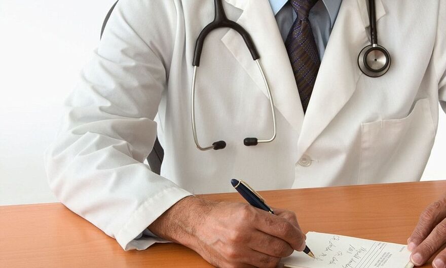 The doctor prescribes treatment with hypertension